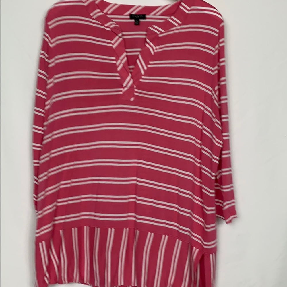 Talbots pink/white striped top size 1X